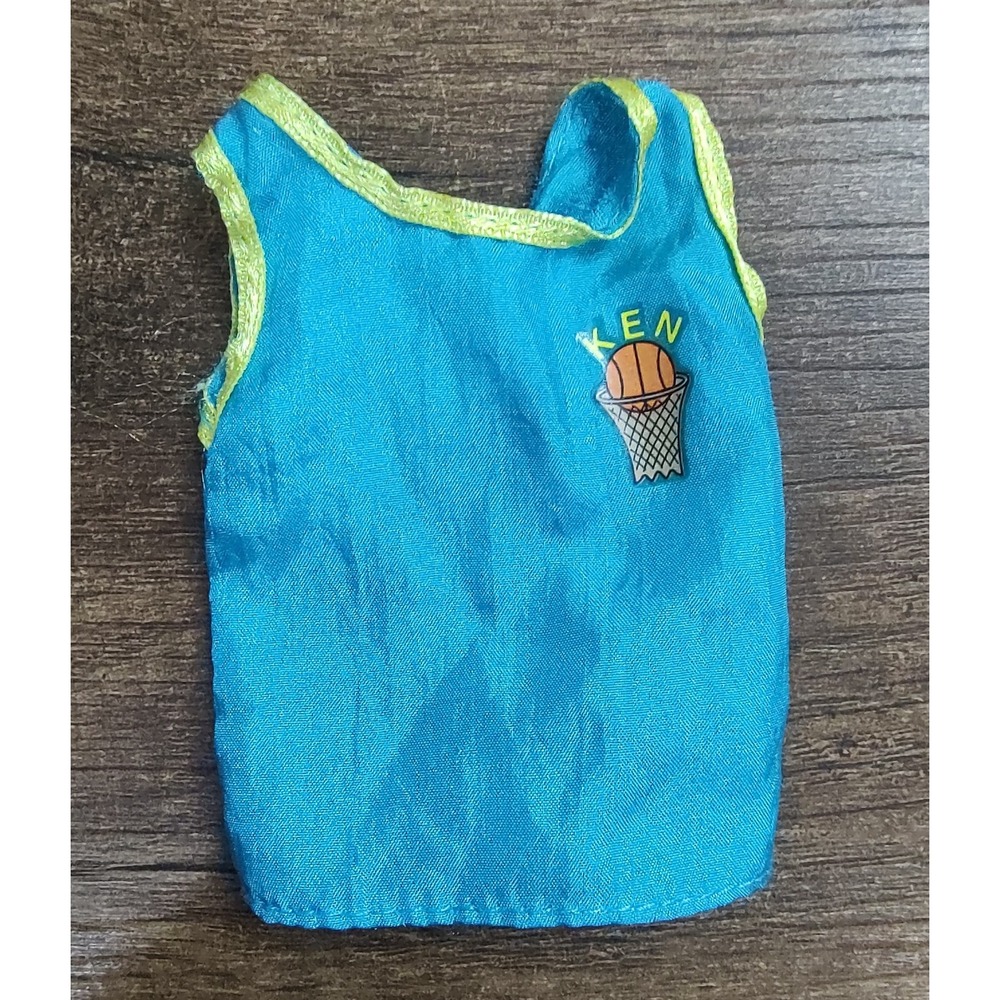 Ken Doll Clothes Fashion 90s Basketball Shirt Only Blue Yellow Z15